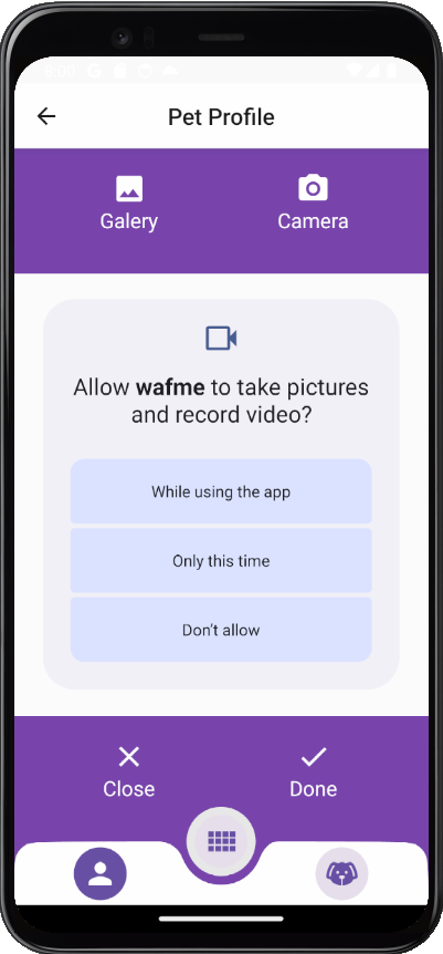 Allow camera